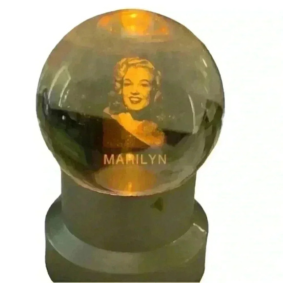 Laser Sketched Marilyn Crystal Ball on lighted Pedestal - Picture 1 of 4